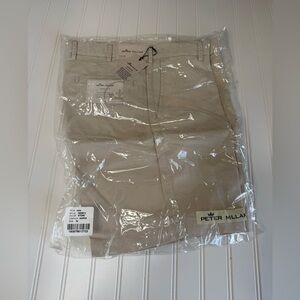 Peter Millar Shorts Mens 34 Khaki Crown Soft Touch Twill Cotton Blend NEW 1553